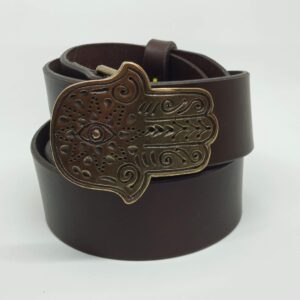 Cinturón chocolate con chapón Mano Fátima - Añil Constantina