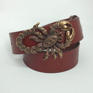 Cinturón coñac con chapón escorpión - Añil Constantina