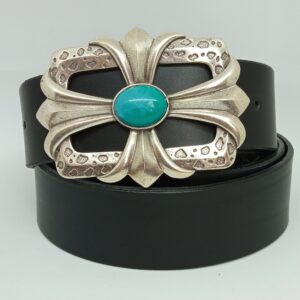 Cinturón negro con chapón Turquesa - Añil Constantina