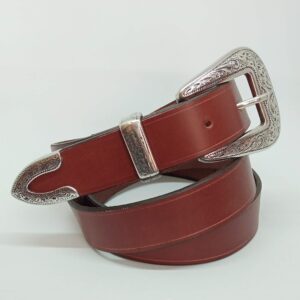 Cinturón Sevilla con hebilla pasador y puntera charro - Añil Constantina