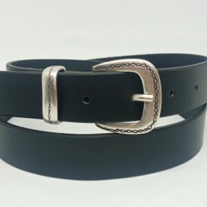 Cinturón Negro con hebilla pasador y puntera cadena - Añil Constantina