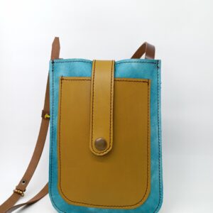 Bolso para móvil turquesa y verde oliva